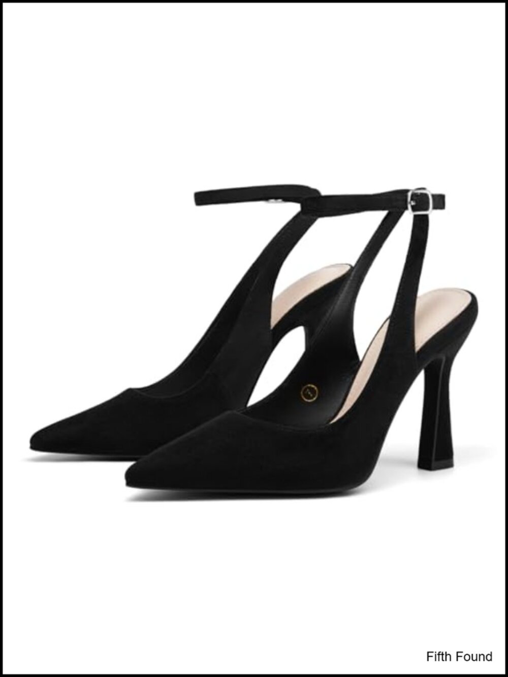 Coutgo Women's Closed Toe Slingback High Heels Pointed Toe Pumps Ankle Strap